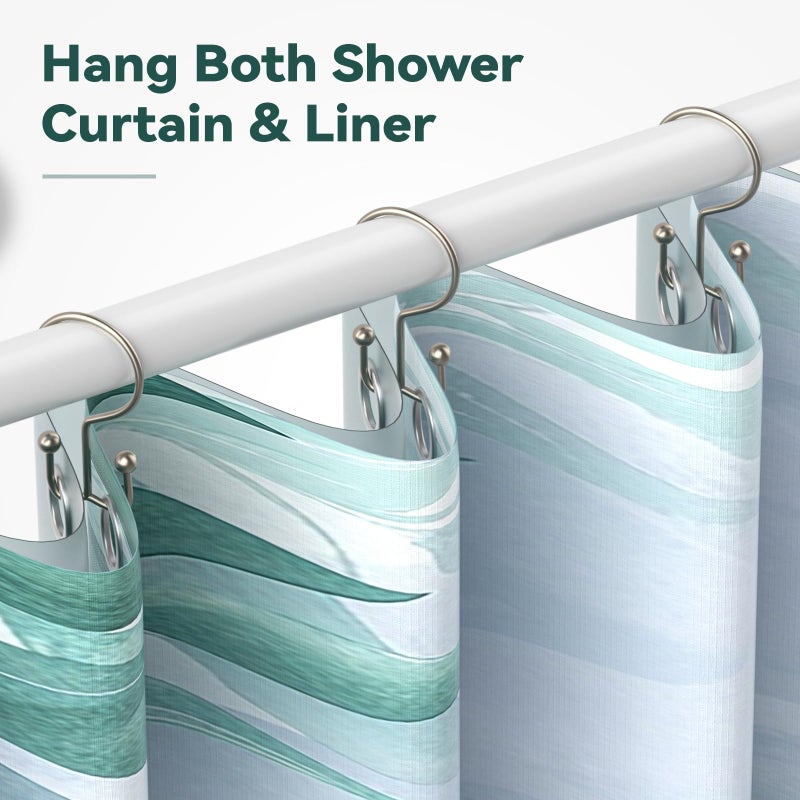 Goowin Shower Curtain Hooks, 12 Pcs Shower Curtain Rings, Durable Shower Curtain Rings Rust Proof, Double Glide Shower Rings for Curtain, Simple Shower Hooks for Shower Curtain & Liner, Matte Nickel - Image 3